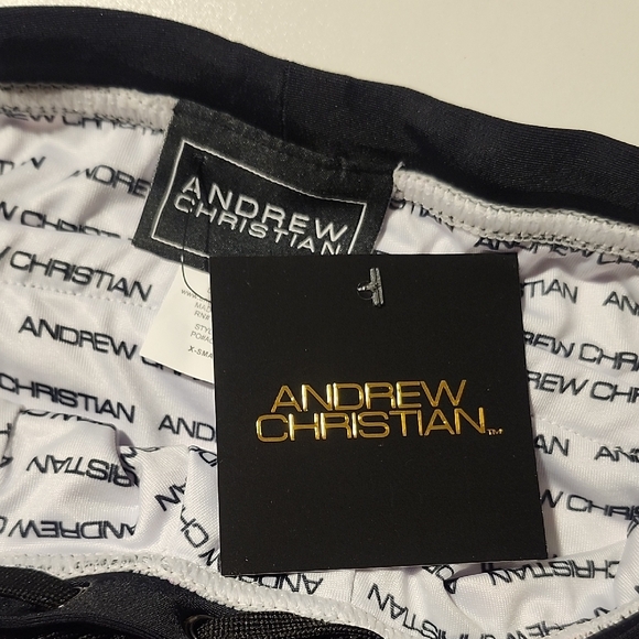 Andrew Christian Pink and Black Athletic Shorts with Geometric Design - Picture 2 of 4